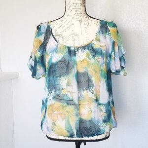 a.n.a. Sheer Peasant Blouse